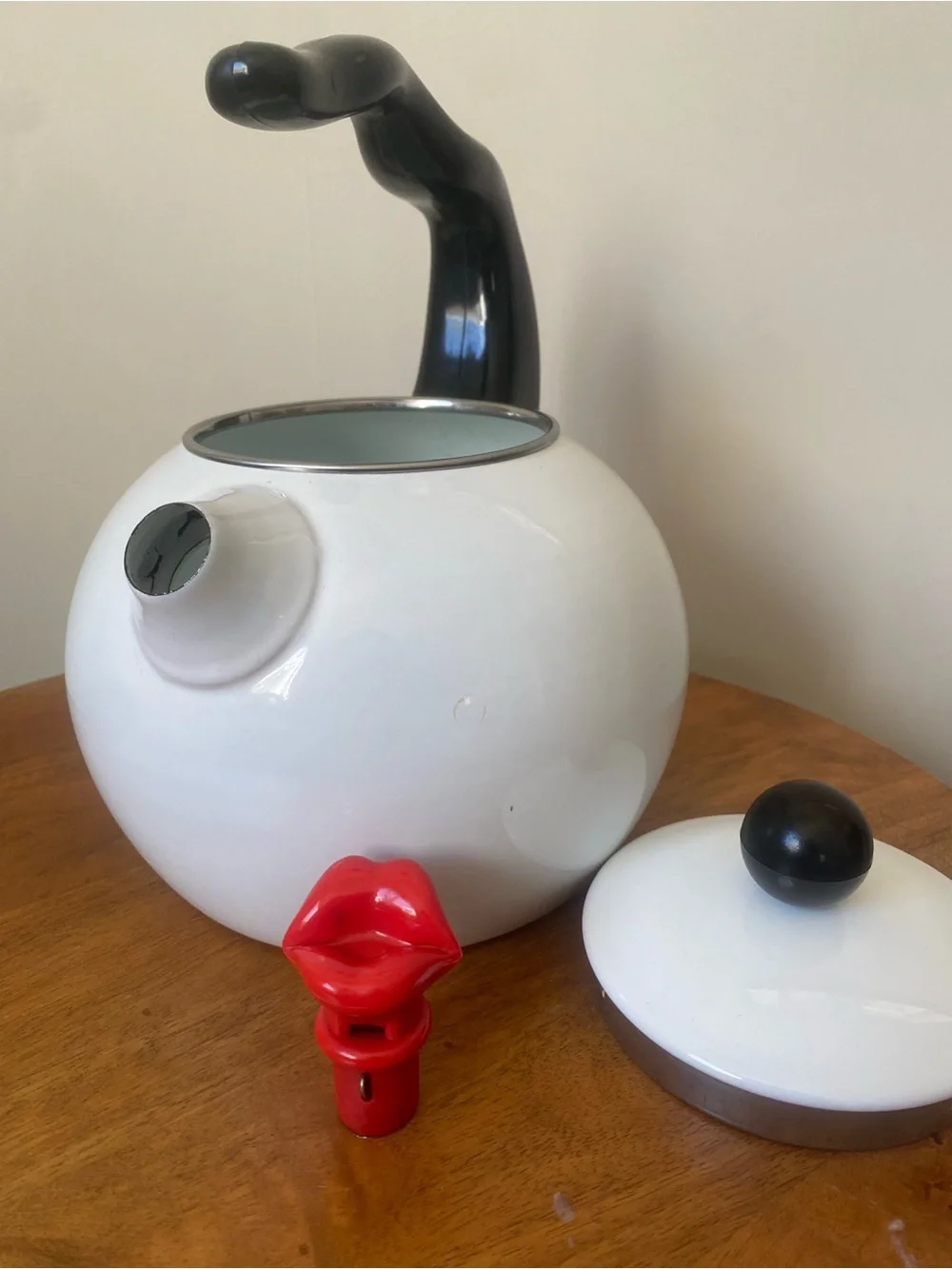 Vintage Whistling Lips Enamel Tea Kettle